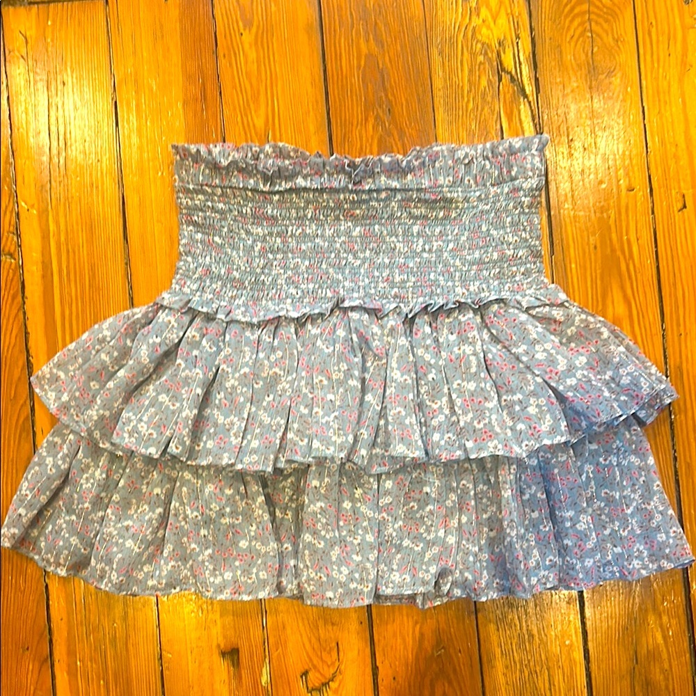 Gray-Blue-ish Smocked Mini Skirt